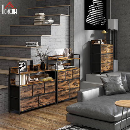 Bedroom Chest of Drawers 4 Drawer Dresser w/ Shelf, Rustic Brown