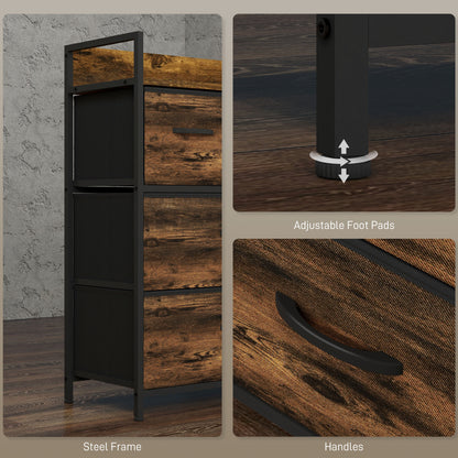Bedroom Chest of Drawers 4 Drawer Dresser w/ Shelf, Rustic Brown