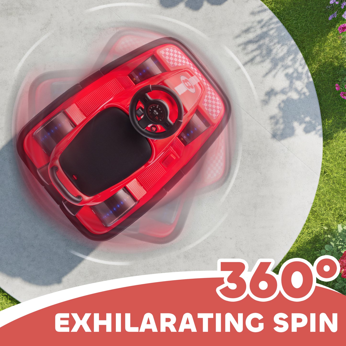 Electric Kids Bumper Car with 360 Degree Rotation Spin, Red
