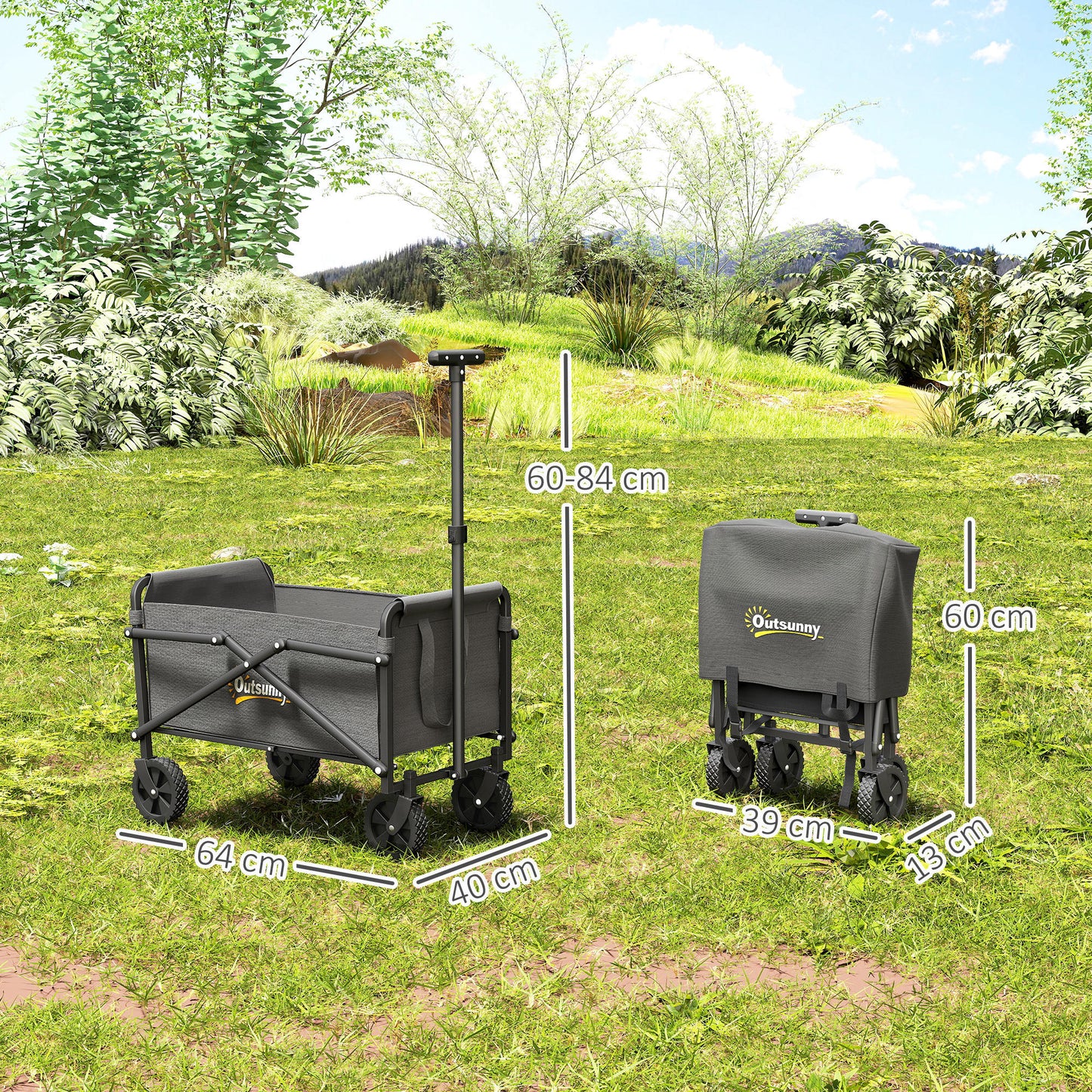 41L Festival Trolley, 60kg Heavy Duty Folding Trolley Cart, Grey