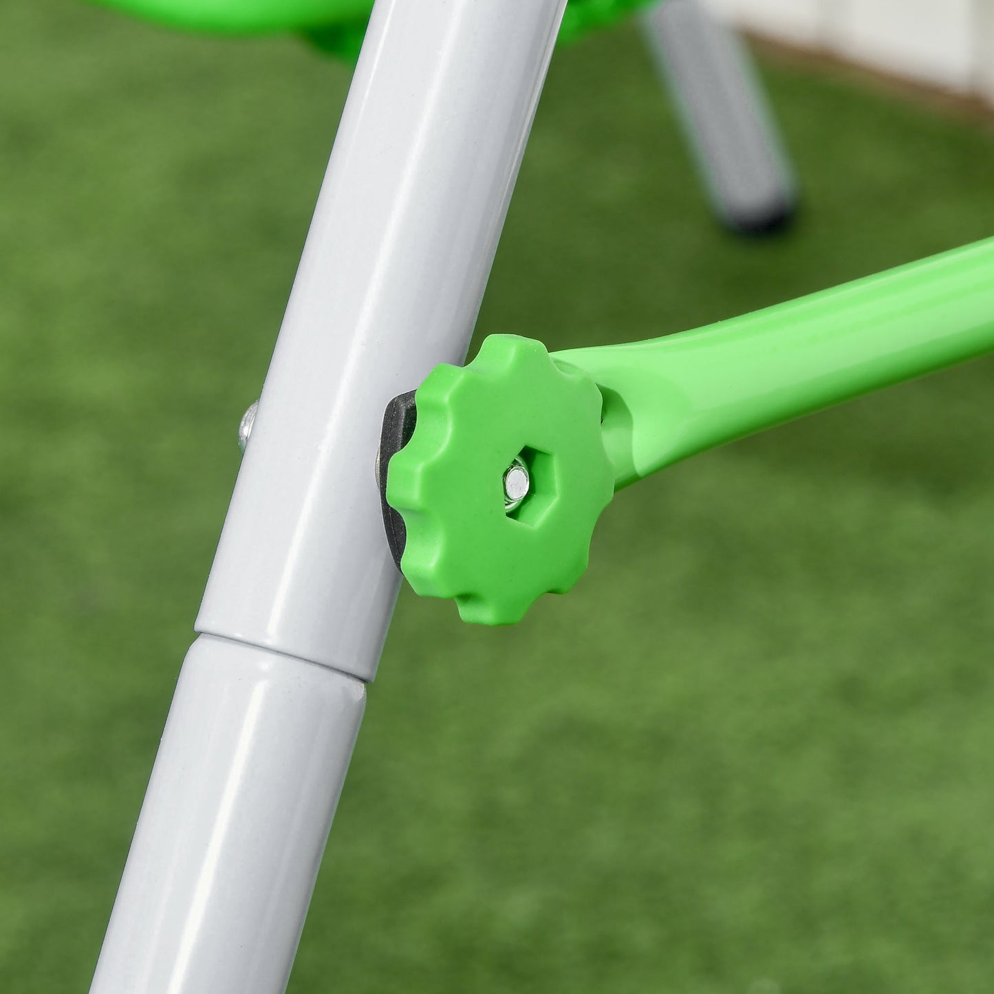 Steel Nursery Swing with Safety Seat Belt Support Back Green