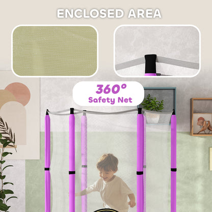 4.6ft Toddler Trampoline w/ Safety Enclosure Net, for Indoor Outdoor Use, Ages 3-6 Years, Purple