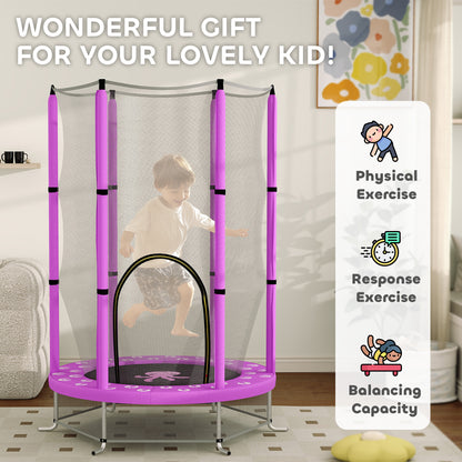 4.6ft Toddler Trampoline w/ Safety Enclosure Net, for Indoor Outdoor Use, Ages 3-6 Years, Purple