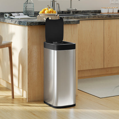 50L Sensor Bin, Touchless Kitchen Bin, Battery Operated, Silver Tone