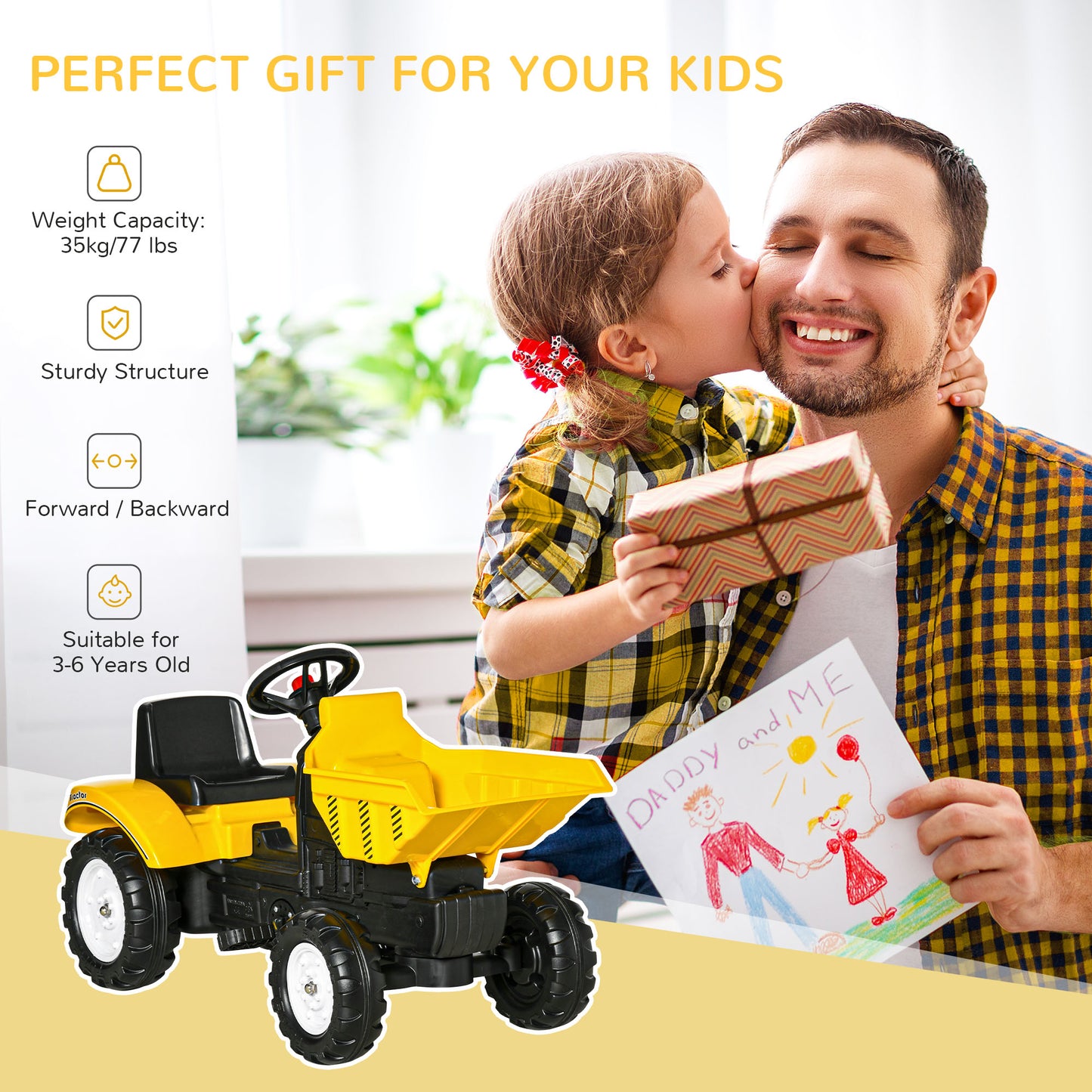 Ride on Tractor No Power for Kids with Manual Control Bucket