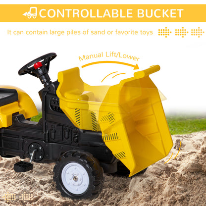 Ride on Tractor No Power for Kids with Manual Control Bucket