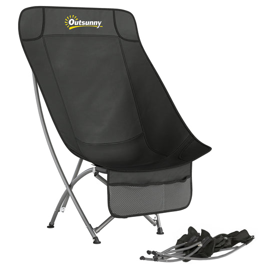 Camping Chair Portable with Side Pocket Black