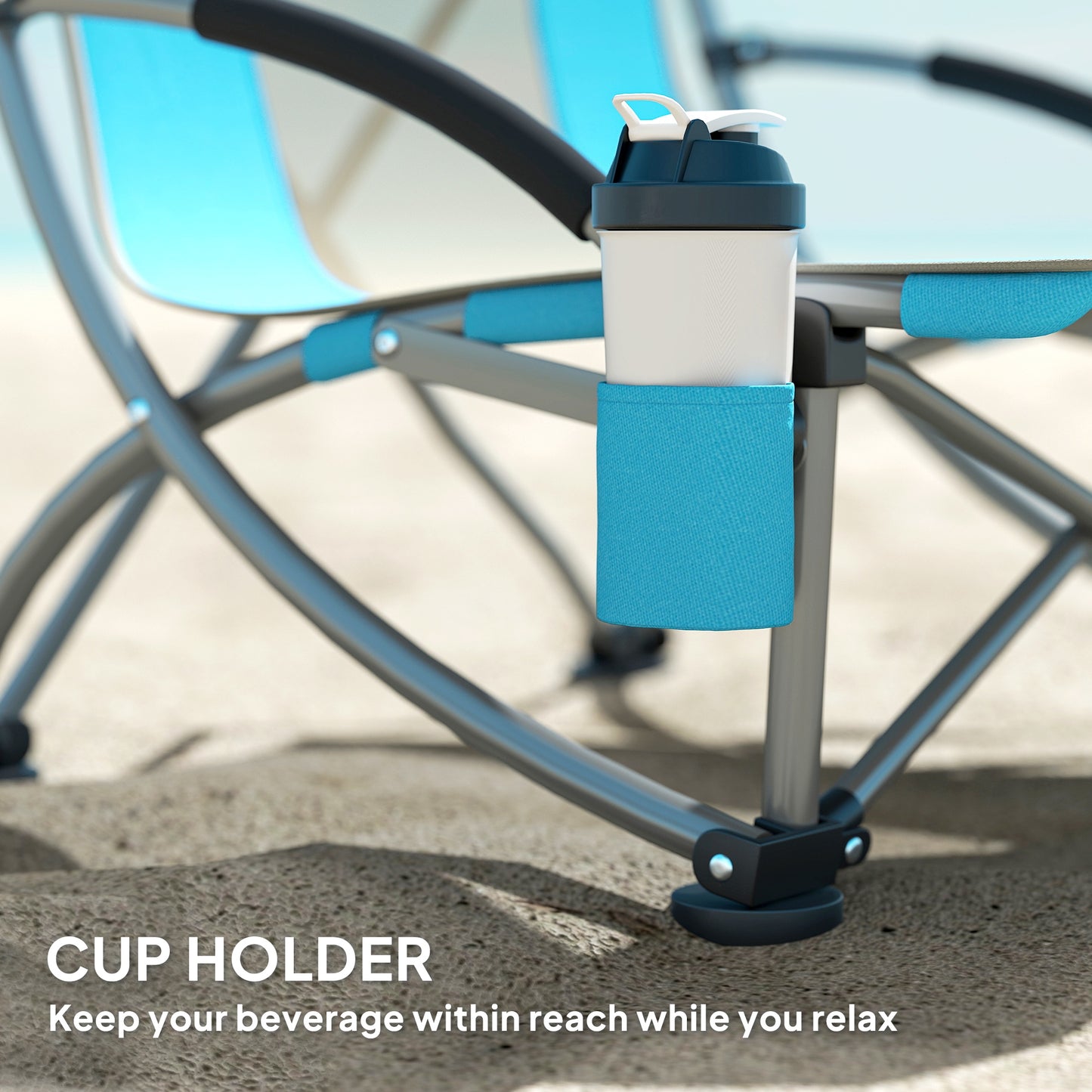 Set of 2 Folding Beach Chair, Camping Chair with Carry Bag, Blue