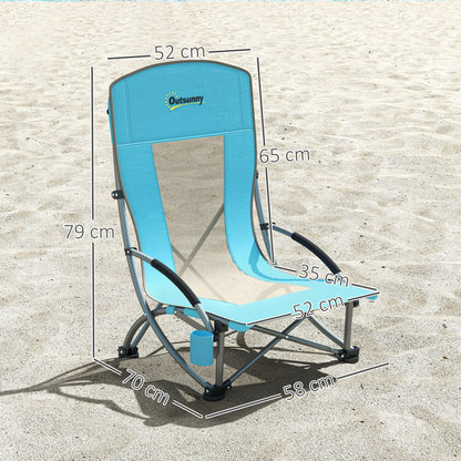 Set of 2 Folding Beach Chair, Camping Chair with Carry Bag, Blue