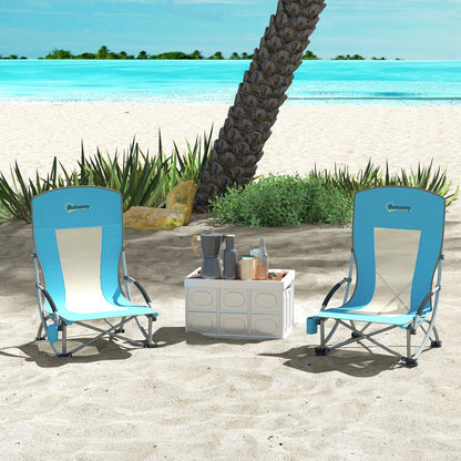 Set of 2 Folding Beach Chair, Camping Chair with Carry Bag, Blue