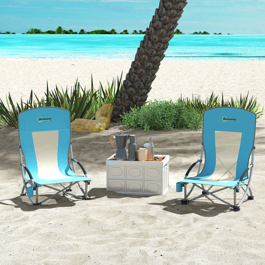 Set of 2 Folding Beach Chair, Camping Chair with Carry Bag, Blue