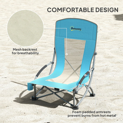 Set of 2 Folding Beach Chair, Camping Chair with Carry Bag, Blue