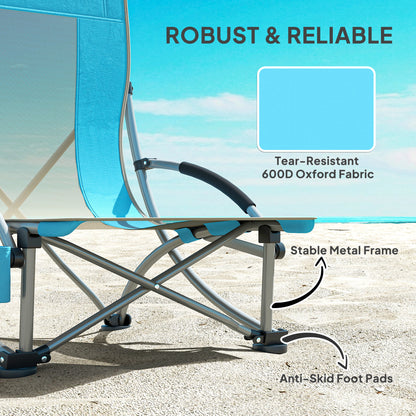 Set of 2 Folding Beach Chair, Camping Chair with Carry Bag, Blue