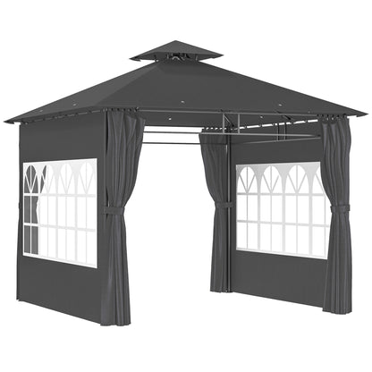3 x 3 m Garden Gazebo, Outdoor Gazebo Canopy Shelter, Dark Grey