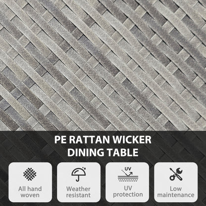 Outdoor PE Rattan Dining Table w/ Wood-plastic Composite Top, Natural