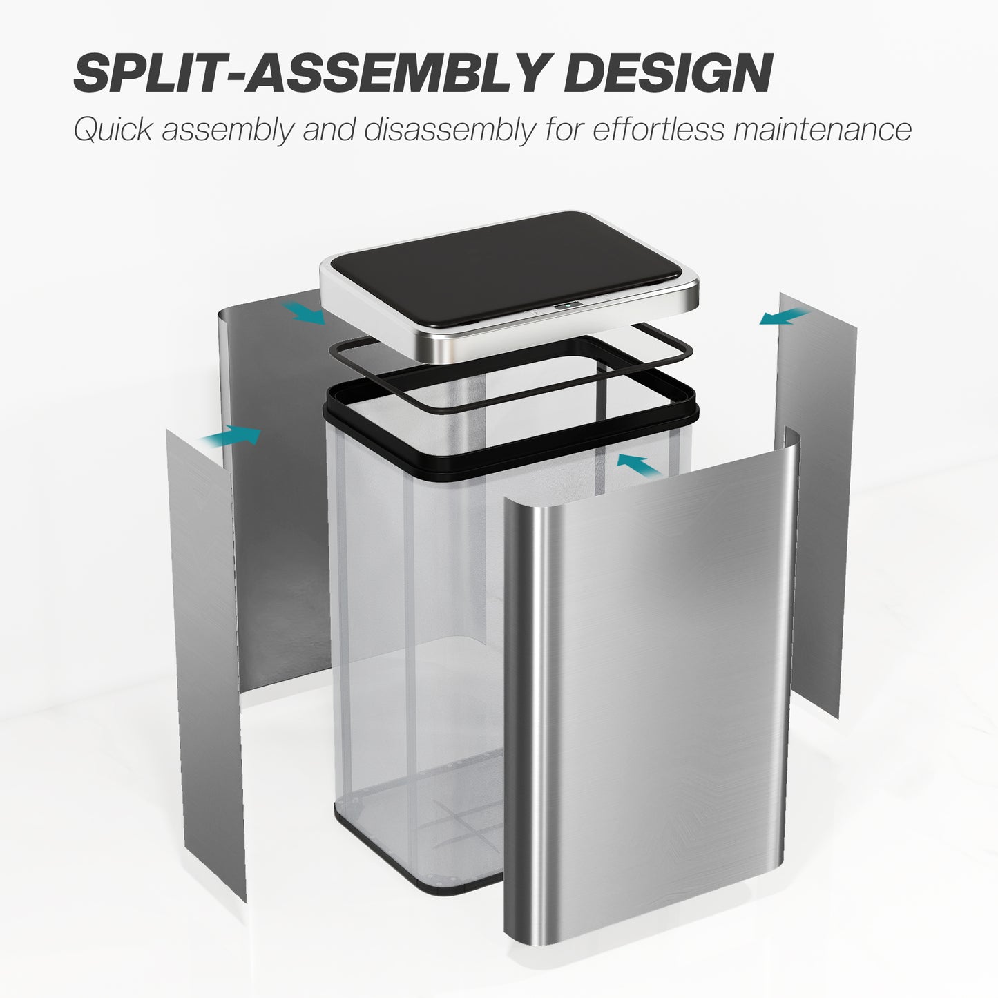 Kitchen Bin with Fast Motion Sensor, 40L Stainless Steel Sensor Bin