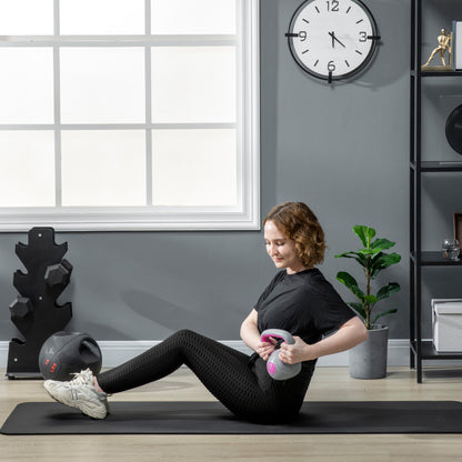2kg Kettle Bell with Handle for Home Gym, Pink and Grey