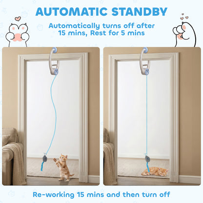 Interactive Cat Toys for Indoor Kittens & Adult, Smart Touch Automatic Cat Toy, USB Rechargeable Door Hanging Bouncing Mouse Teaser for Kitten Exercise and Enrichment