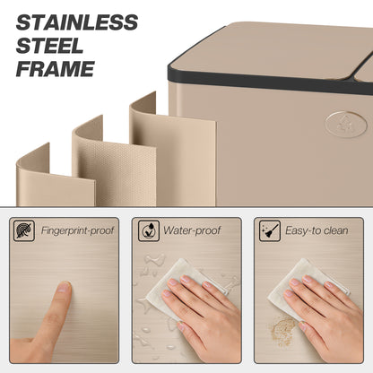 2 x 28L Dual Kitchen Bin Pedal Bin for Recycling and Waste, Gold Tone