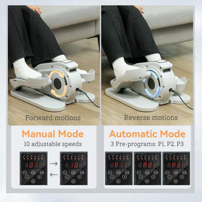 Under Desk Elliptical Machine Pedal Exerciser w/ 10 Speeds, White