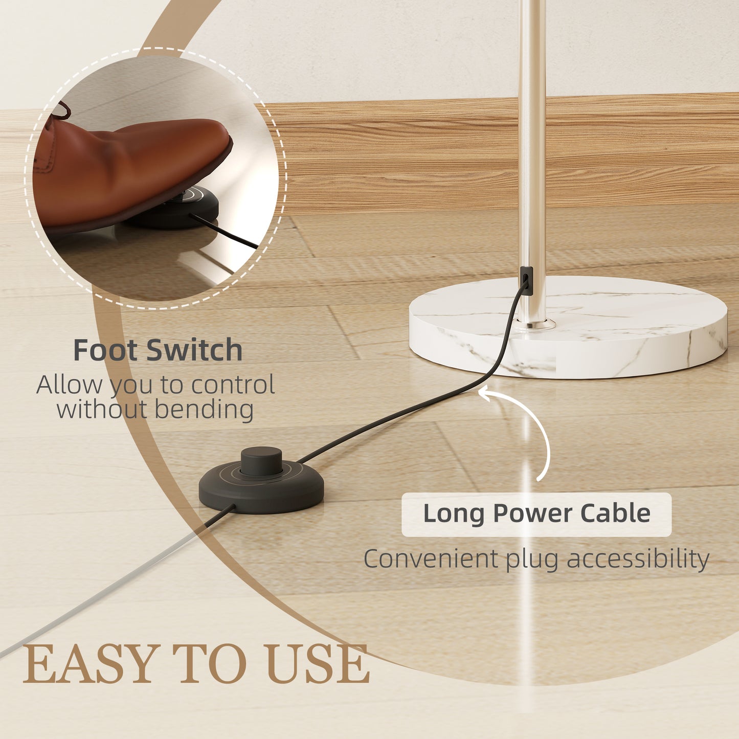 Modern Standing Lamp with Shade & Foot Switch, Orange