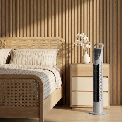 78.5cm Oscillation Tower Fan with Remote Control 3-Speed Wind Grey