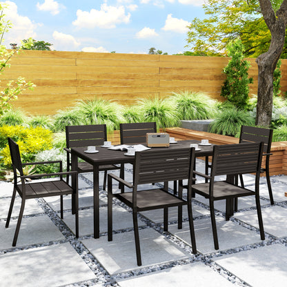 7 Piece Garden Furniture Set with Table and 6 Stackable Chairs