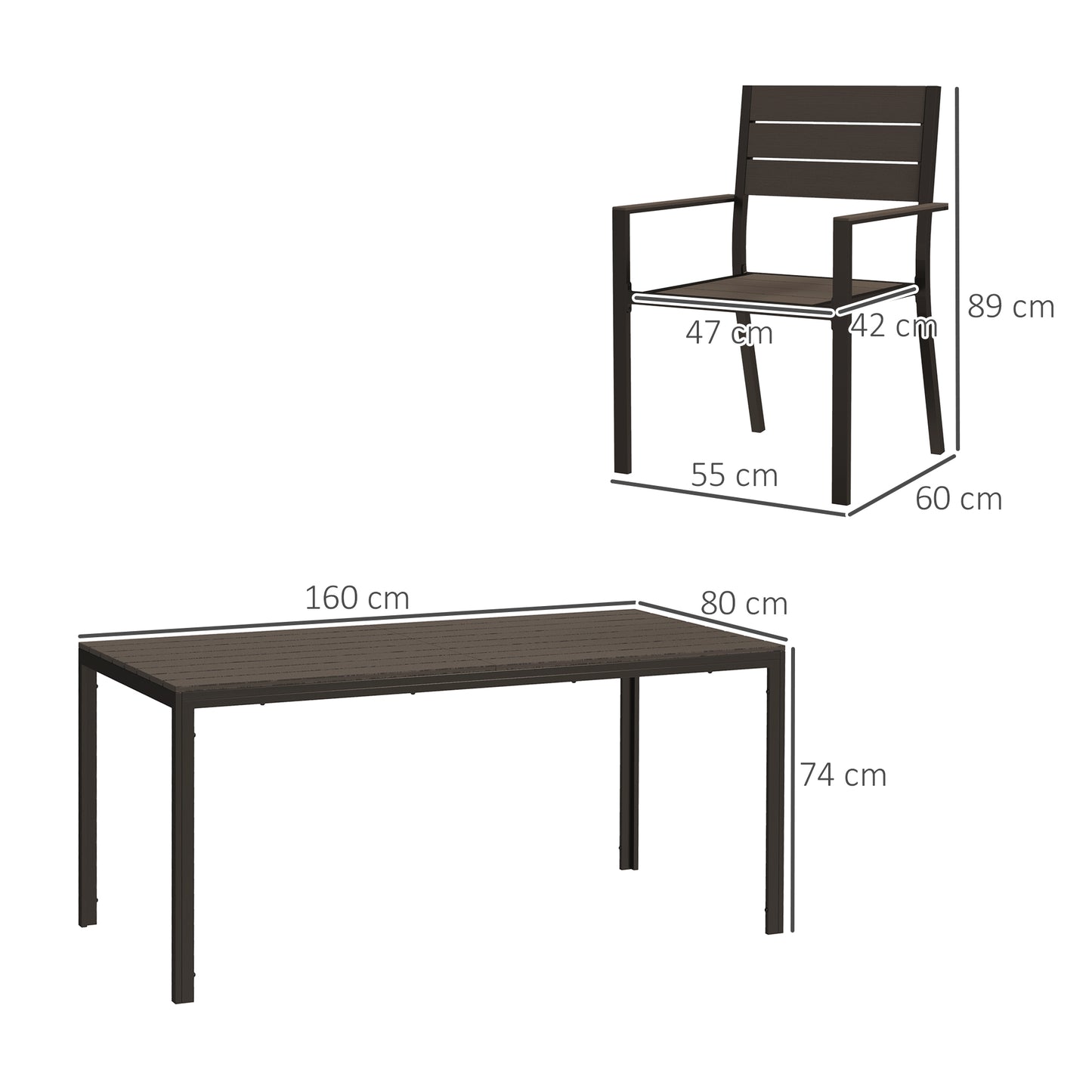 7 Piece Garden Furniture Set with Table and 6 Stackable Chairs