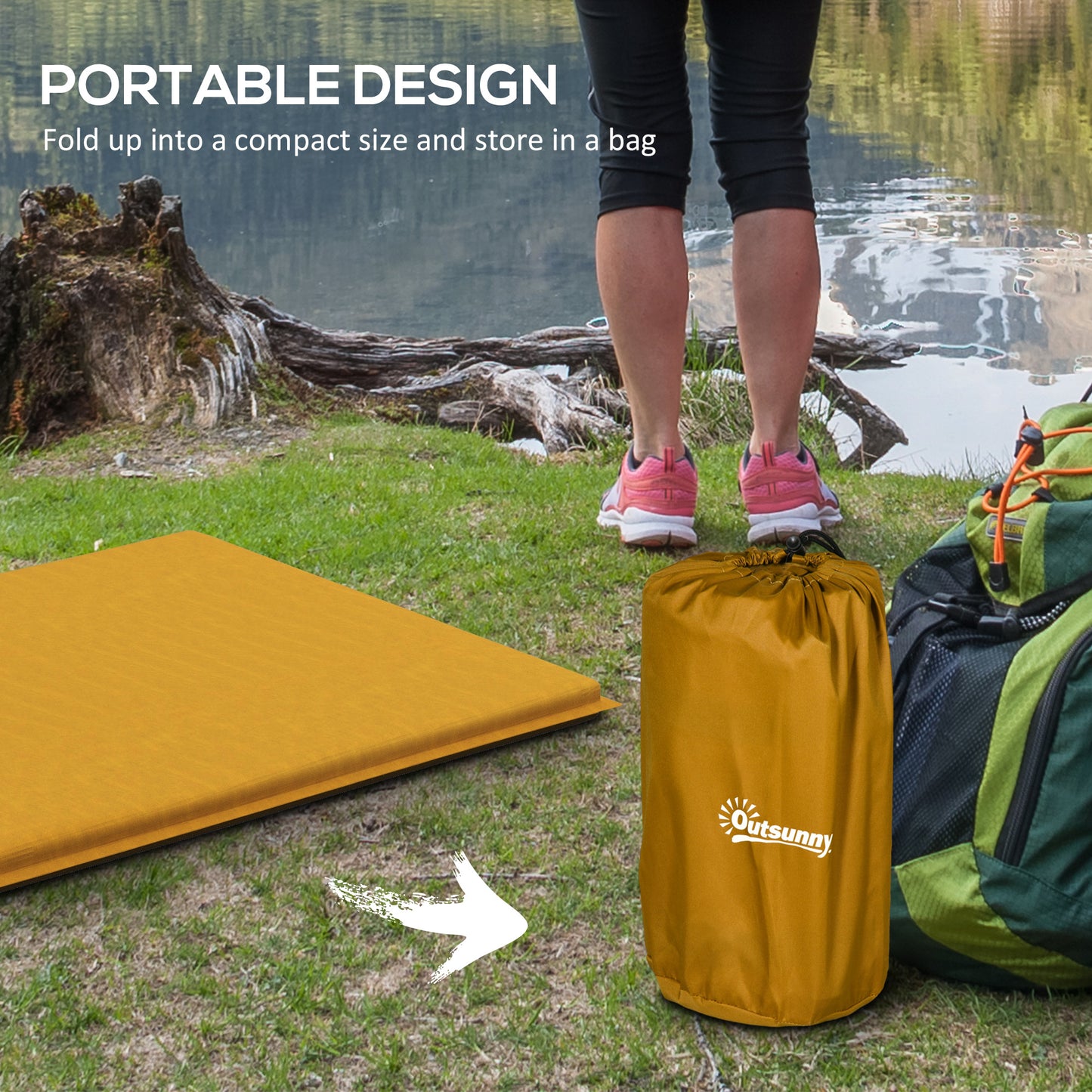 Self-Inflating Single Sleeping Pad Air Bed with Carry Bag, Khaki