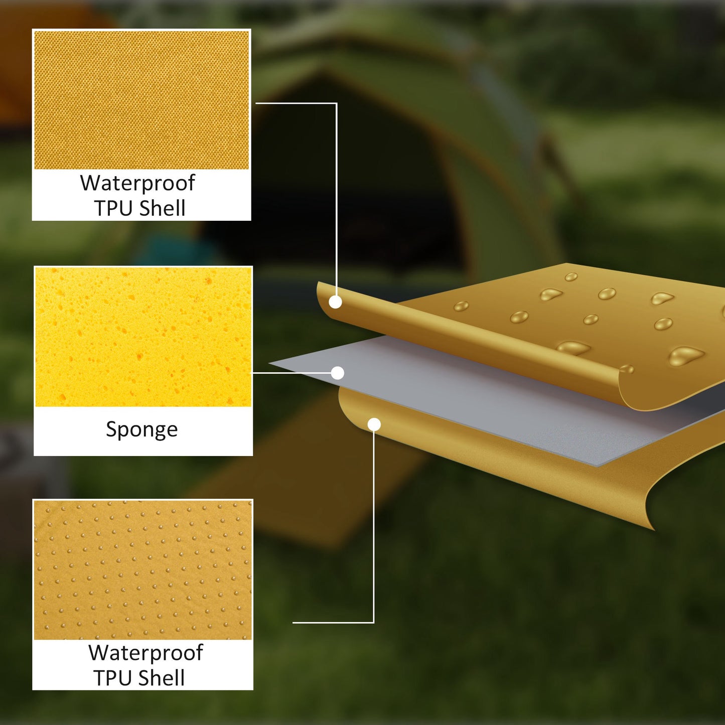 Self-Inflating Single Sleeping Pad Air Bed with Carry Bag, Khaki