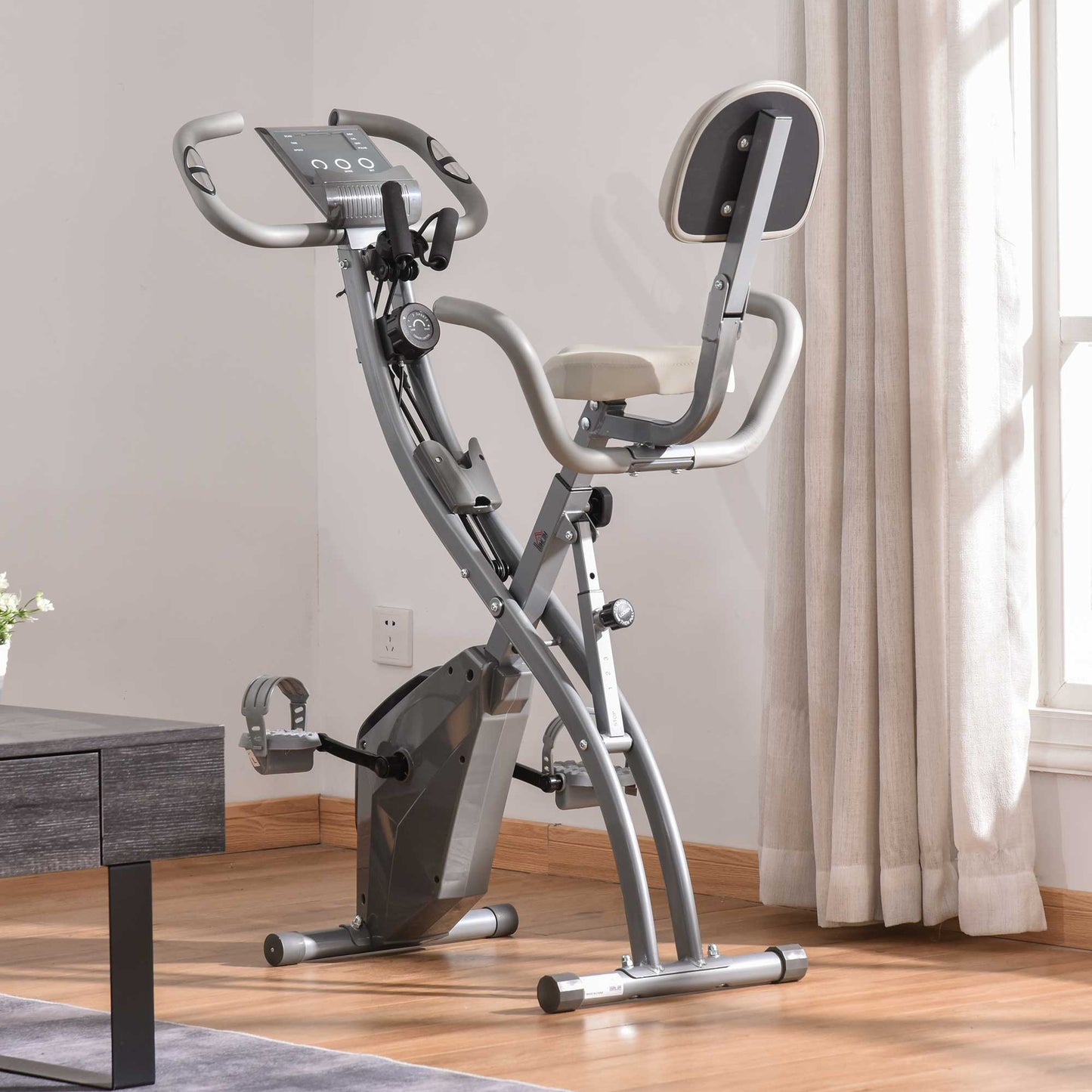 2-In-1 Folding Exercise Bike with 8-Level Magnetic Resistance Grey