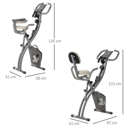 2-In-1 Folding Exercise Bike with 8-Level Magnetic Resistance Grey