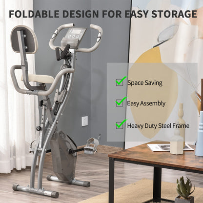 2-In-1 Folding Exercise Bike with 8-Level Magnetic Resistance Grey