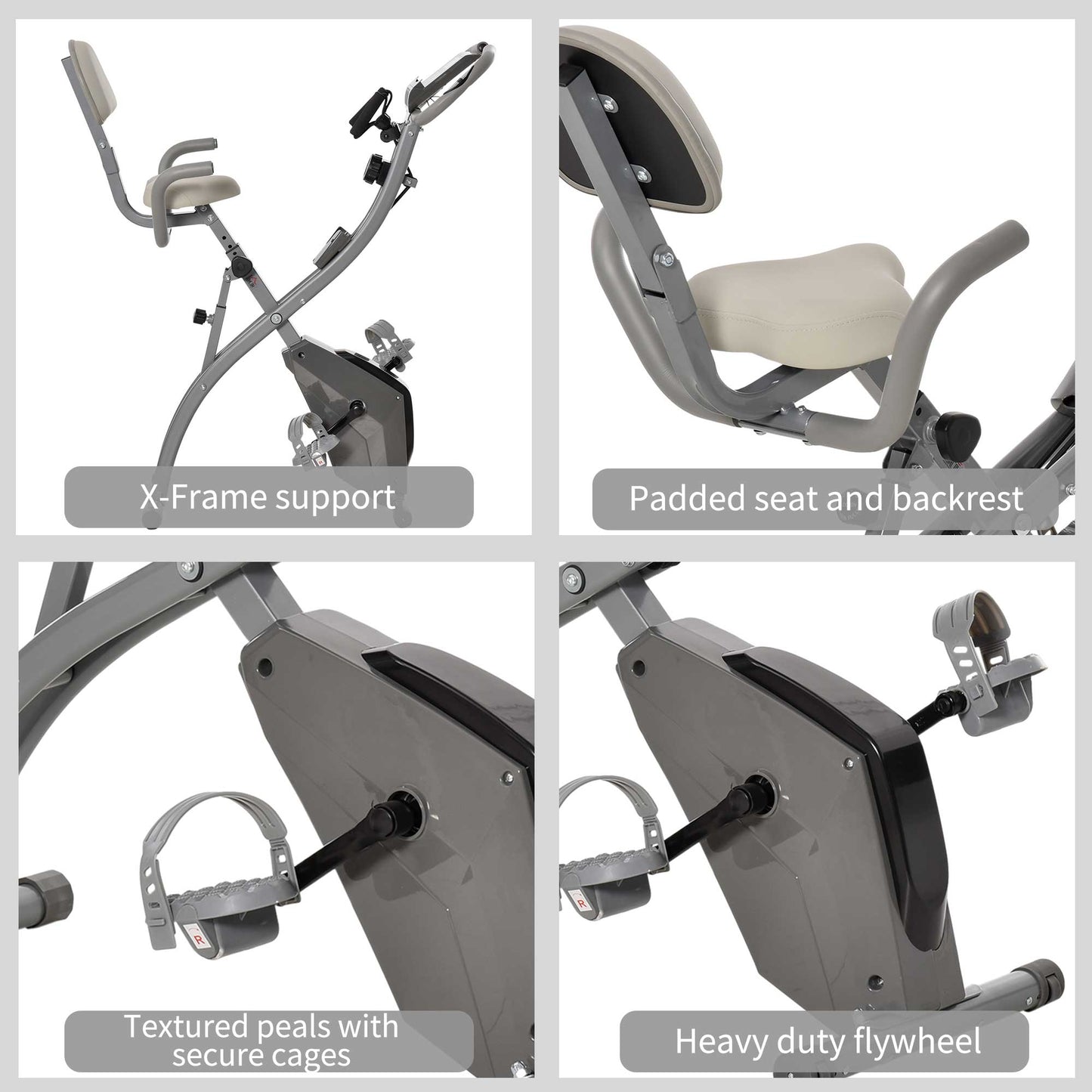 2-In-1 Folding Exercise Bike with 8-Level Magnetic Resistance Grey