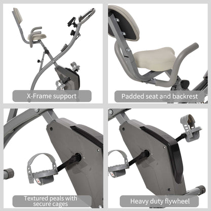 2-In-1 Folding Exercise Bike with 8-Level Magnetic Resistance Grey