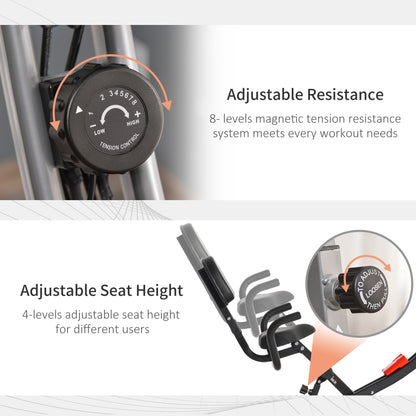 2-In-1 Folding Exercise Bike with 8-Level Magnetic Resistance Grey