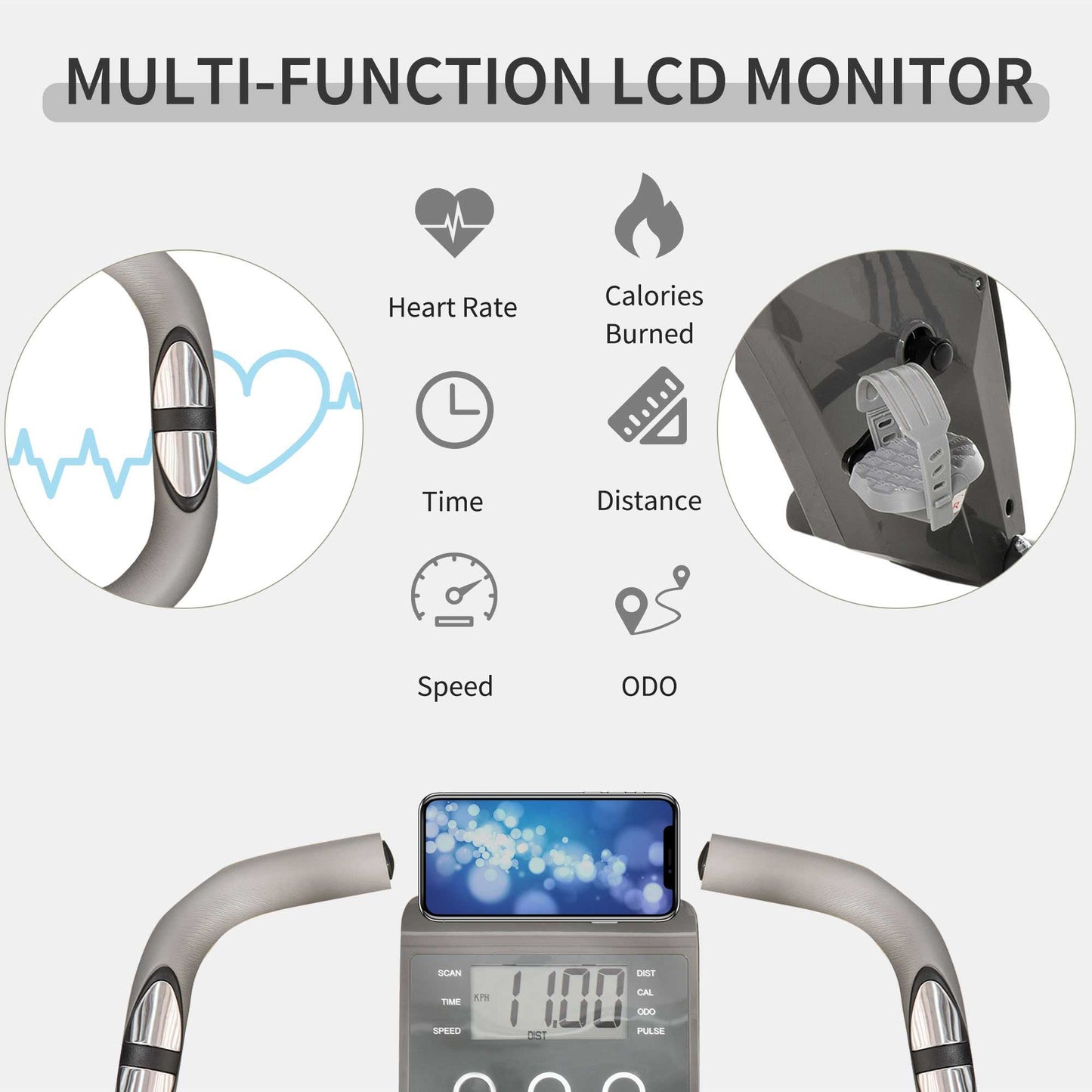 2-In-1 Folding Exercise Bike with 8-Level Magnetic Resistance Grey