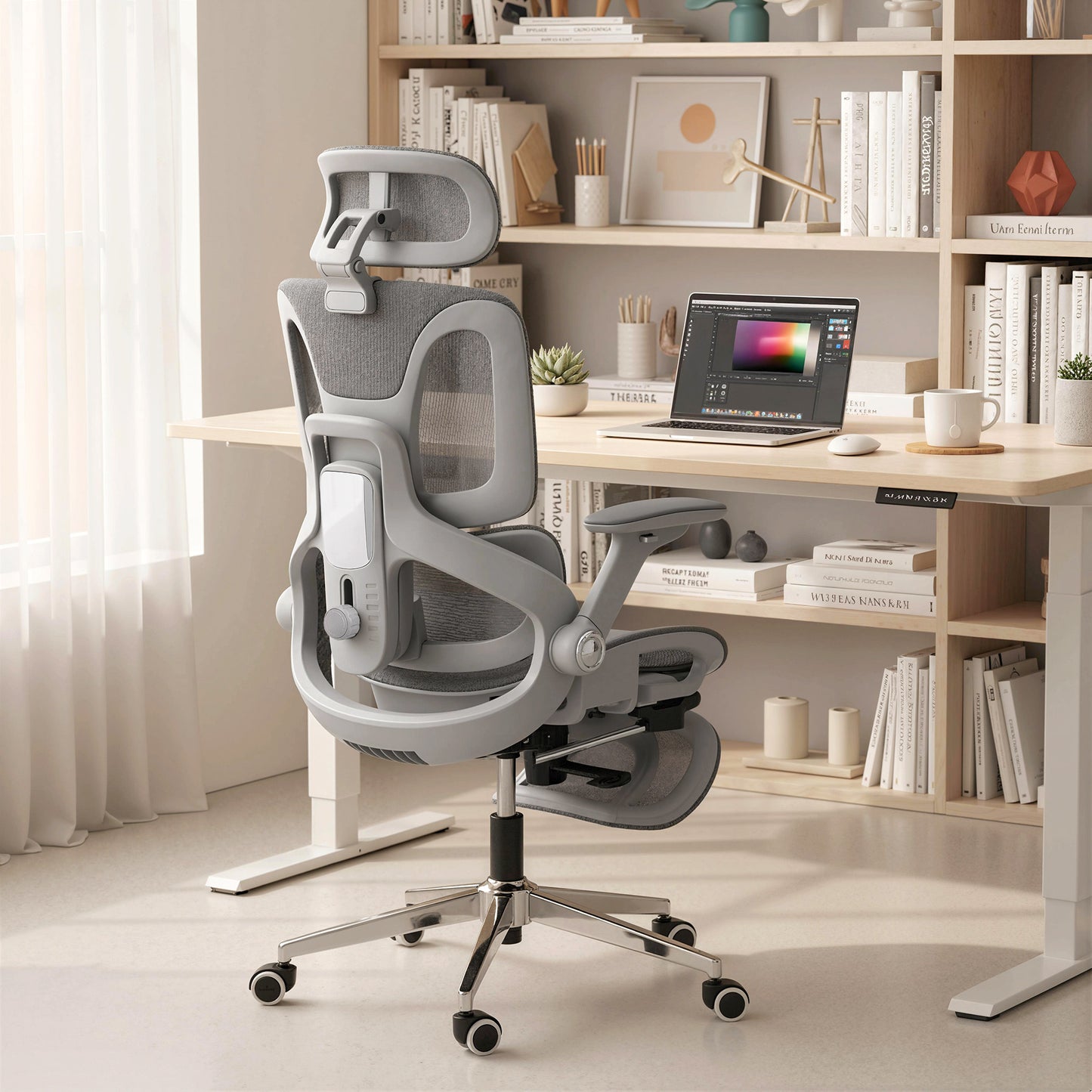 Ergonomic Office Chair, Mesh Desk Chair with Lumbar Support, Footrest