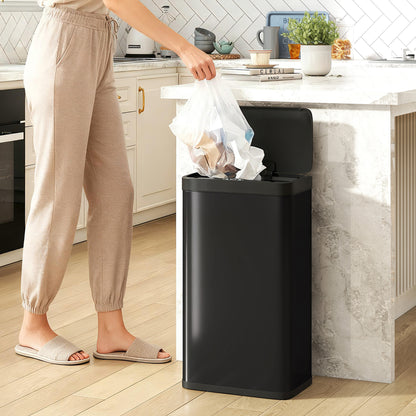 45L Sensor Bin, Metal Kitchen Bin with Automatic Close, Black