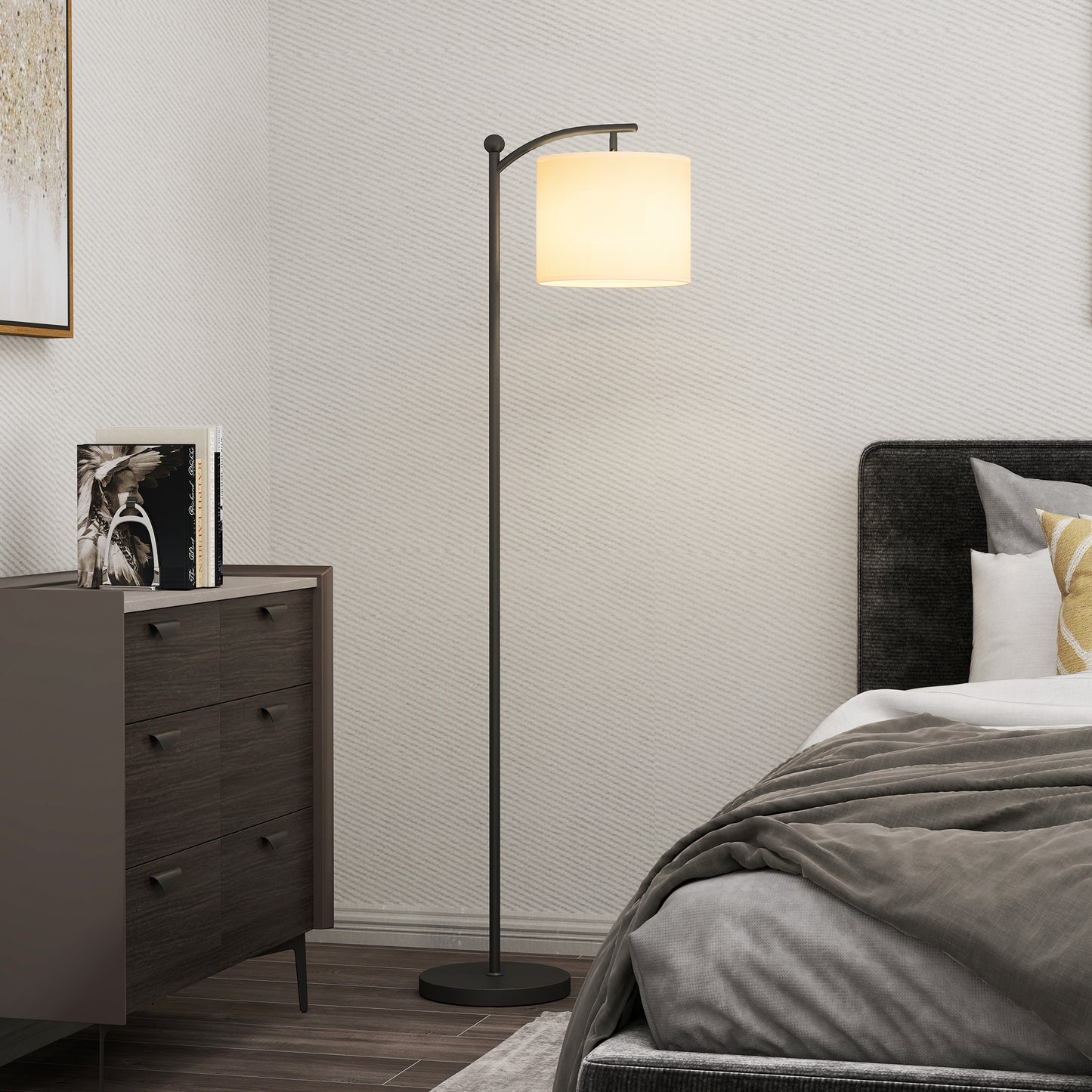 LED Floor Lamp with Dimmable Colours Temperature & Brightness, Black