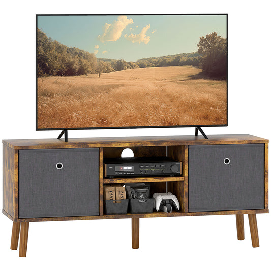 Modern TV Cabinet Stand w/ Shelves & Drawers, Bedroom Rustic Brown