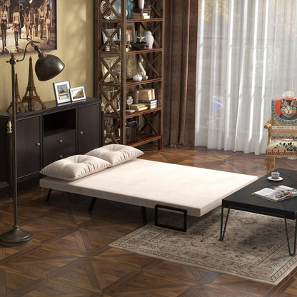 Click Clack 2 Seater Sofa Bed Settee for Living Room, Guest Room, Beige