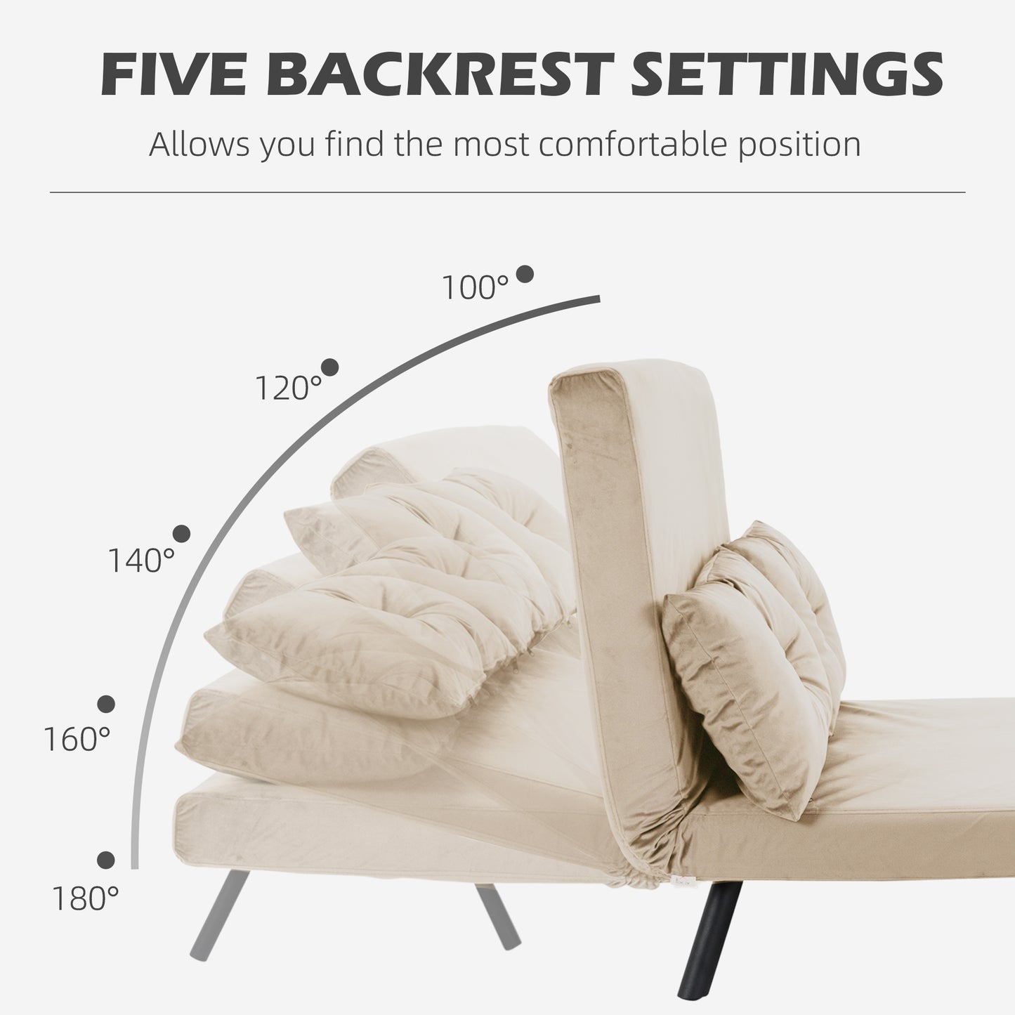 Click Clack 2 Seater Sofa Bed Settee for Living Room, Guest Room, Beige