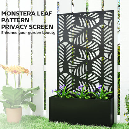 Metal Raised Garden Bed with Trellis, Outdoor Elevated Planter Box