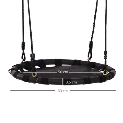 23.5 Inch/ 60 cm Kids Nest Swing Seat Round Hanging Tree Metal Frame Backyard Playground Outdoor Garden Backyard Play Toy Black