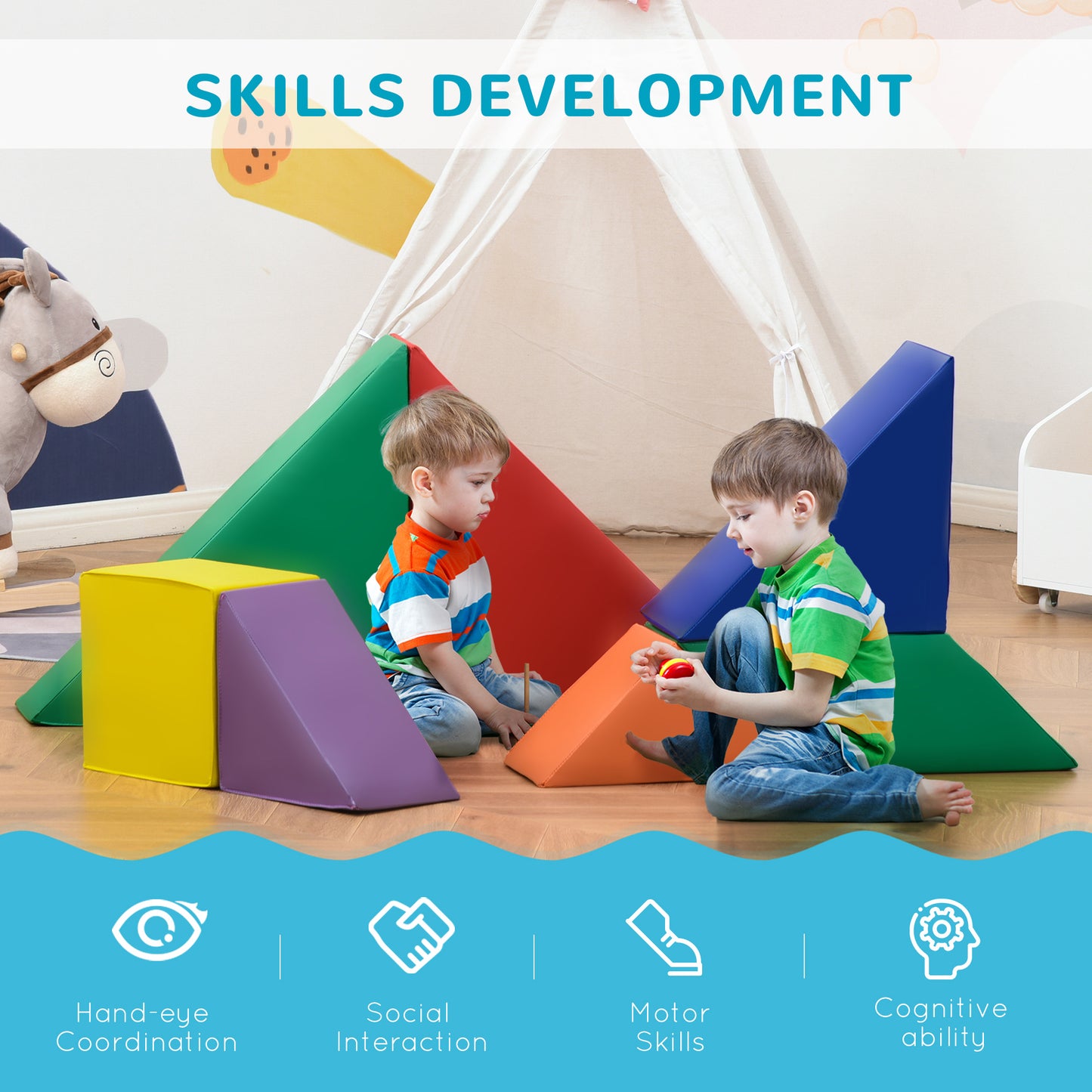 7 Pcs Kids Soft Foam Puzzle Play Blocks Set Learning Toddler Activity
