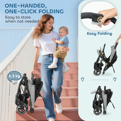 Travel Stroller with Easy Folding, Lightweight Pushchair Light Grey