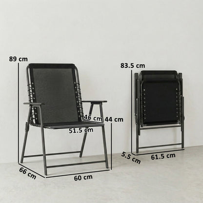 Folding Garden Chairs, Outdoor Chairs Set of 2, Black