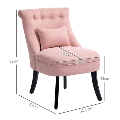 Fabric Single Dining Chair Tub Chair Upholstered W/ Pillow Solid Wood Leg Home