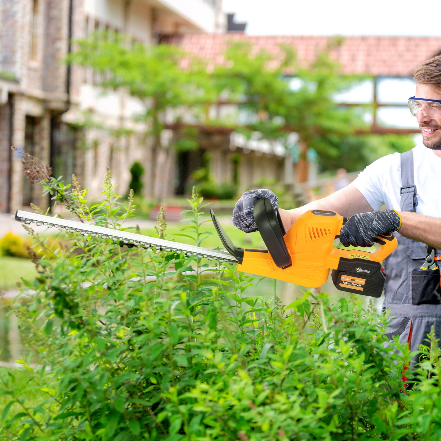 Cordless Hedge Trimmer with Brushless Motor, Orange